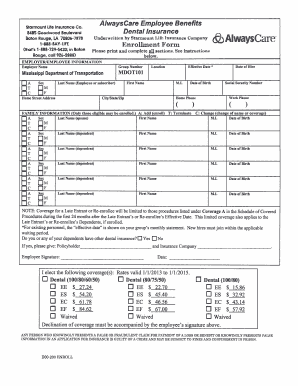 Employee Dental Insurance Enrollment Form