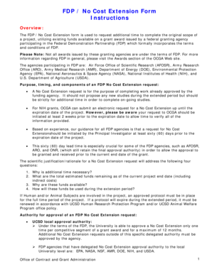 FDP No Cost Extension Form