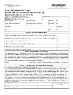 Colorado Individual Income Tax Declaration