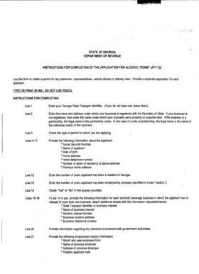 Georgia Alcohol Permit Application