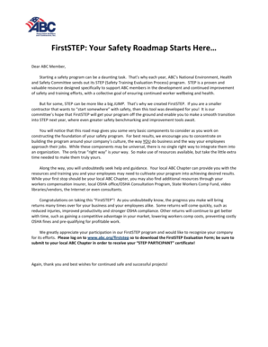 FirstSTEP Safety Program Template