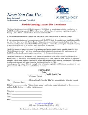 Flexible Spending Account Plan Amendment