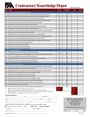Contractors’ Knowledge Depot Order Form