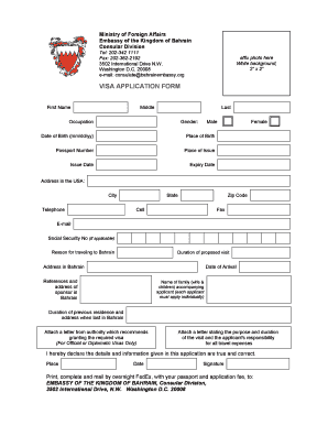Bahrain Visa Application Form