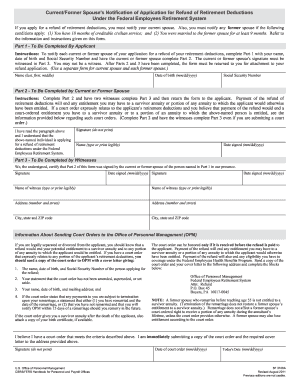 Current/Former Spouse's Notification of Application for Refund of Retirement Deductions