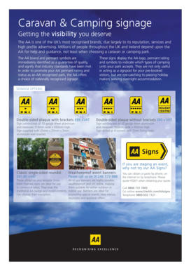 AA Caravan & Camping Signage Order Form