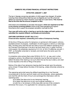 Georgia Domestic Relations Financial Affidavit
