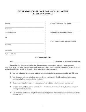 Georgia Interrogatories Form