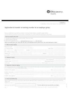 Discovery Health Member Transfer Application