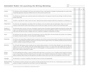 Assessment Rubric for Launching the Writing Workshop