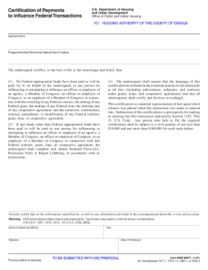 HUD Certification of Payments Form