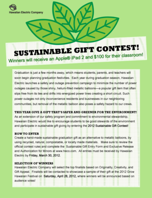 2012 Sustainable Gift Contest Entry Form