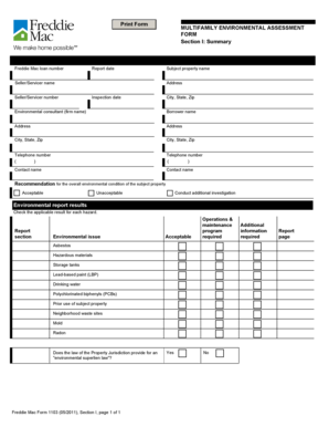 Freddie Mac Multifamily Environmental Assessment Form 1103