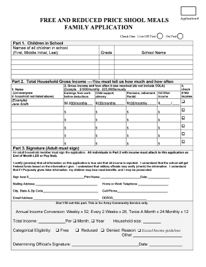 Free and Reduced Price School Meals Application