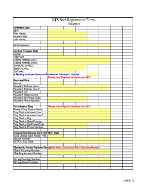 DTS Self-Registration Form