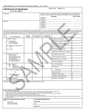 Certificate of Insurance