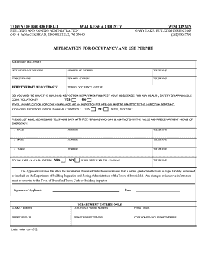 Occupancy and Use Permit Application