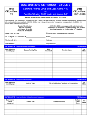 BOC Continuing Education Reporting Form