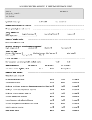 Assessment of Risk of Bias in Systematic Reviews Form