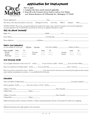 City Market Application for Employment