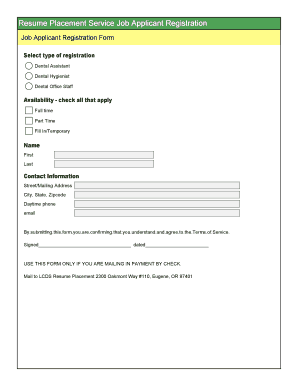 Job Applicant Registration Form