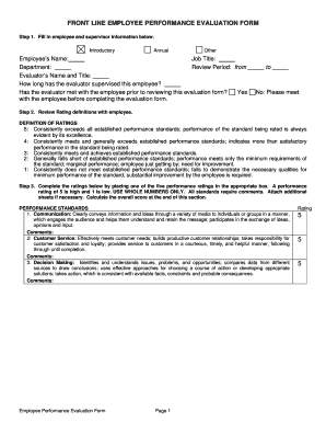 EMPLOYEE PERFORMANCE EVALUATION FORM - Colleyville