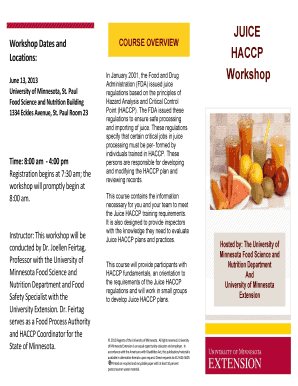 JUICE HACCP Workshop - University of Minnesota Extension Service - extension umn