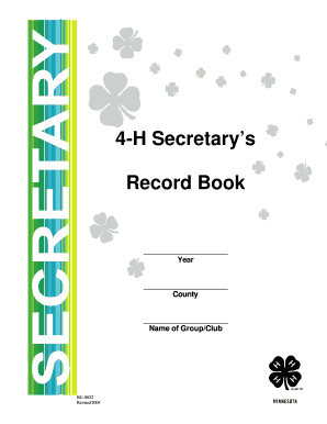 4-H Secretary Record Book