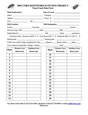 Corn Rootworm Scouting Project Visual Count Data Form