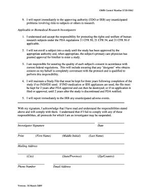 Researcher Responsibilities Form
