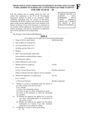 Government of India Post-Matric Scholarship Application