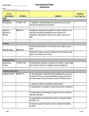 Commercial Auto Insurance Review Checklist