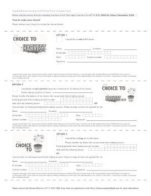 designed consent form of standard bank