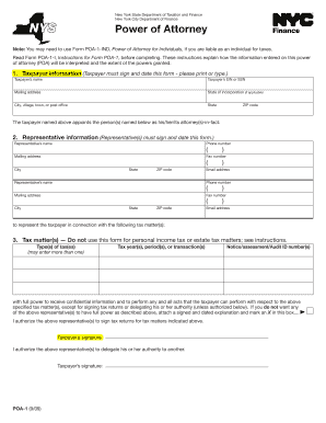 New York Power of Attorney for Tax Matters
