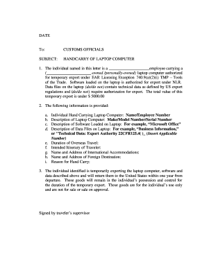 US Customs Laptop Handcarry Authorization