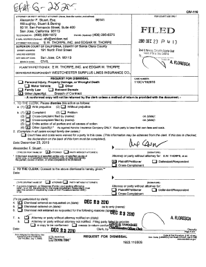 California Request for Dismissal Form