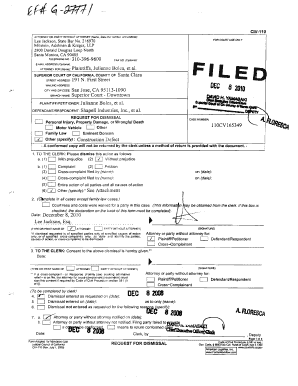 California Request for Dismissal Form