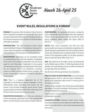 Henderson Senior Games Registration Form
