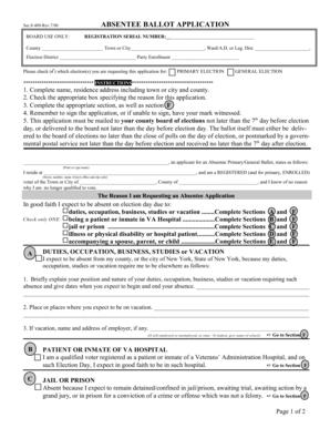 Absentee Ballot Application