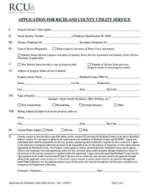 Richland County Utility Service Application