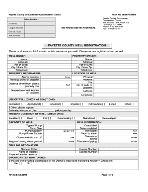 Well Registration Form - Fayette County Groundwater Conservation ...