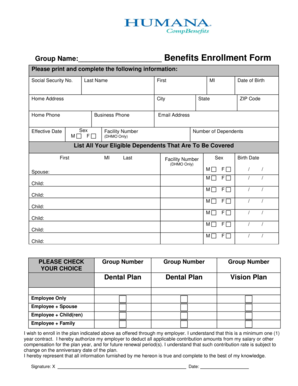 Benefits Enrollment Form