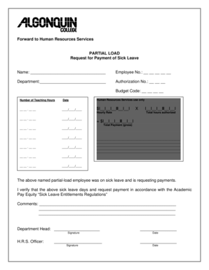 Request for Payment of Sick Leave