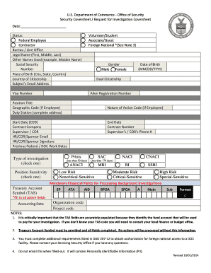 US Department of Commerce Security Coversheet