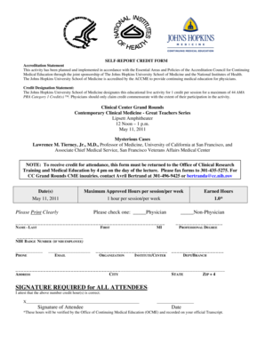 Self-Report Credit Form