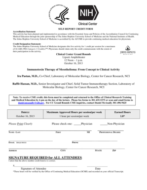 Self-Report Credit Form