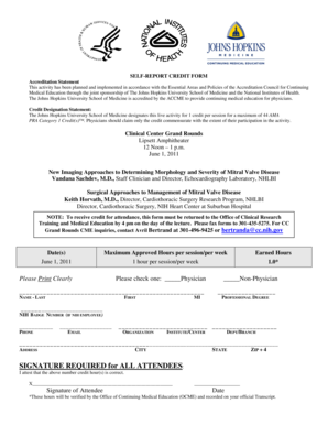 Self-Report Credit Form