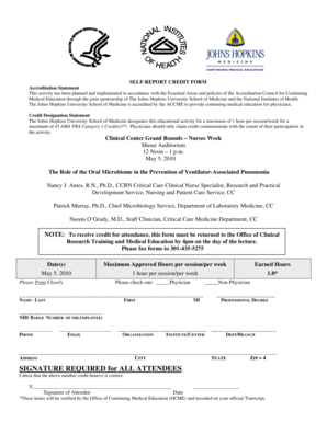 Self-Report Credit Form