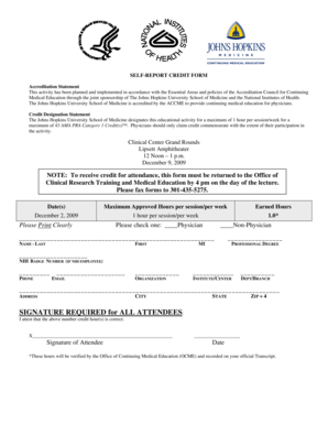 Self-Report Credit Form