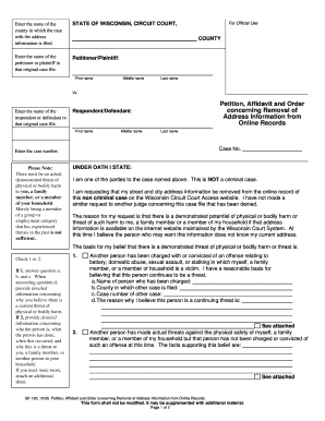 Wisconsin Address Removal Petition